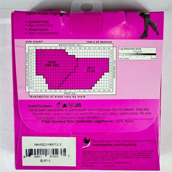 NIB No Nonsense Knee Highs 2 Pair Pack in Off Black - Picture 2 of 2